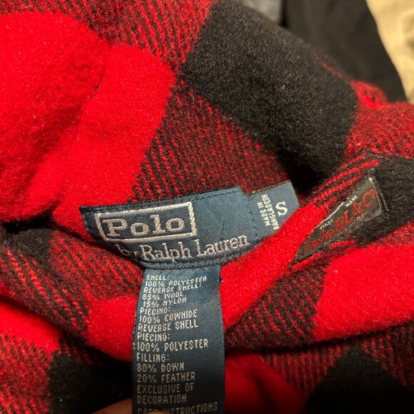 $800 RARE Polo Ralph Lauren Plaid Reversible Down Vest Leather Yoke- Small - Picture 6 of 11